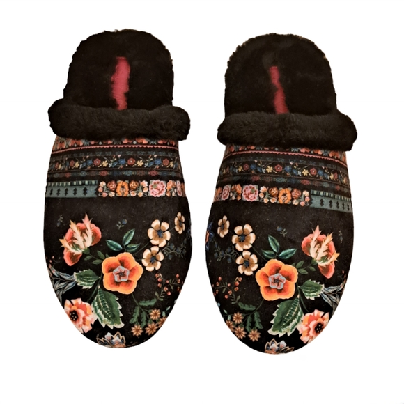 Johnny Was Shoes - Johnny Was Ardell Floral Faux Fur Slippers